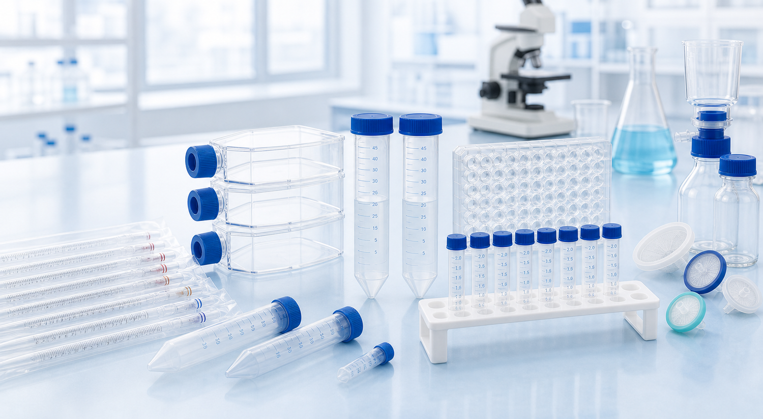 WithBio Scientific non-branded laboratory consumables in a modern research laboratory